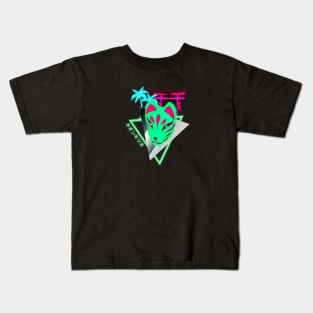 Kitsune Fox Mask Vaporwave Aesthetic Kids T-Shirt